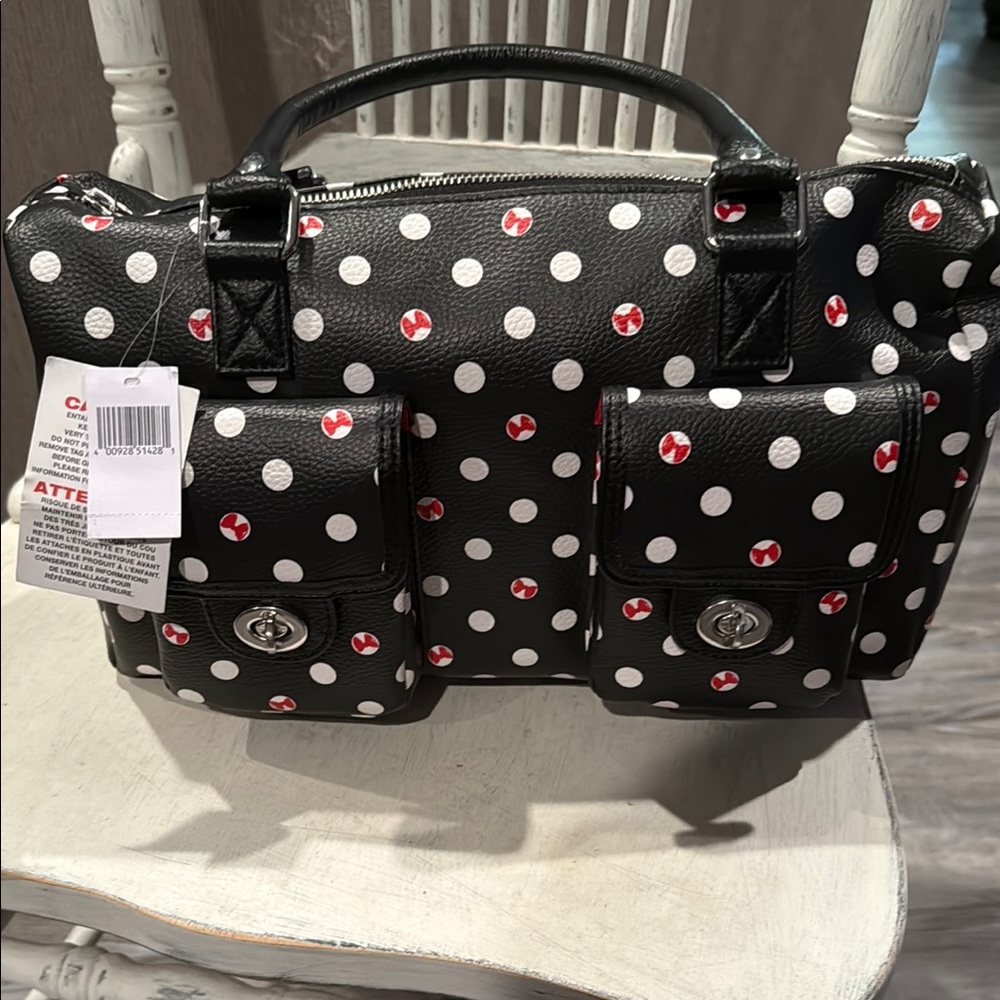 Disney  Minnie Mouse Dots Black Satchel